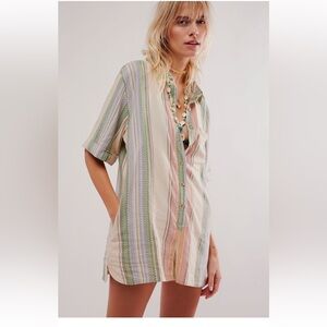 Free People Striped Button-Up Romper